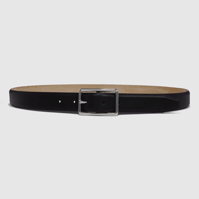 Black ECCO Belts Italian Textured