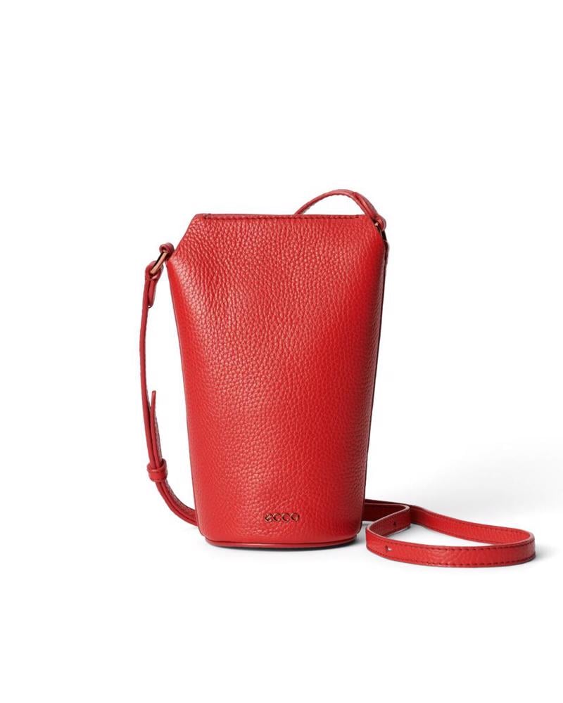 Red ECCO Pot Bag Pebbled Leather