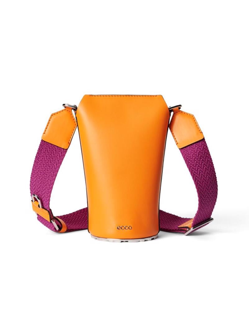 Orange ECCO Pot Bag Wave Plate Smooth Leather