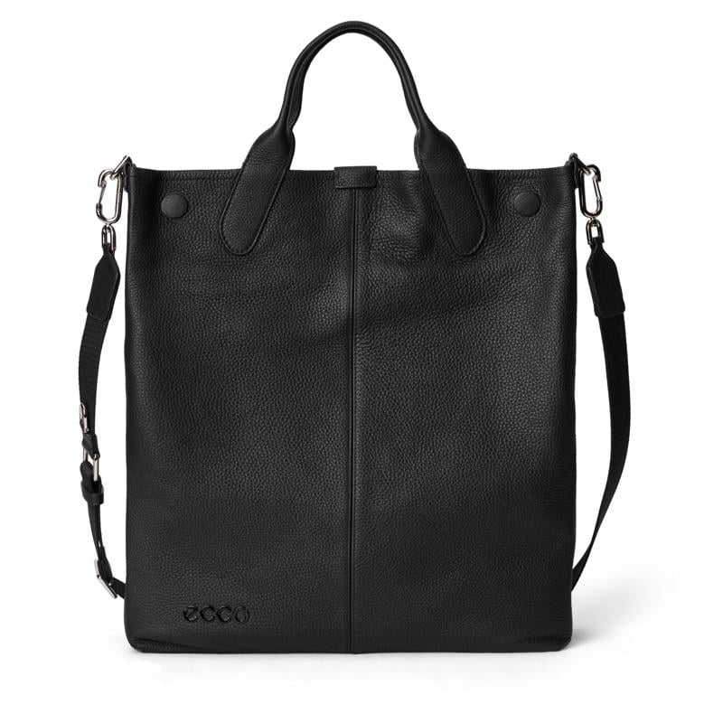 Black ECCO Tote Soft NS Pebbled Leather