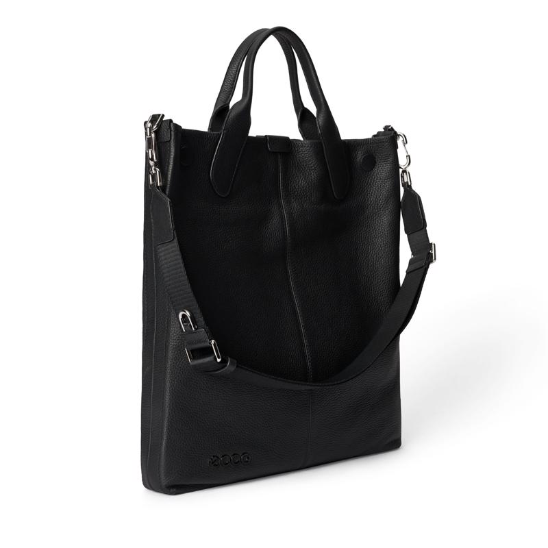 Black ECCO Tote Soft NS Pebbled Leather