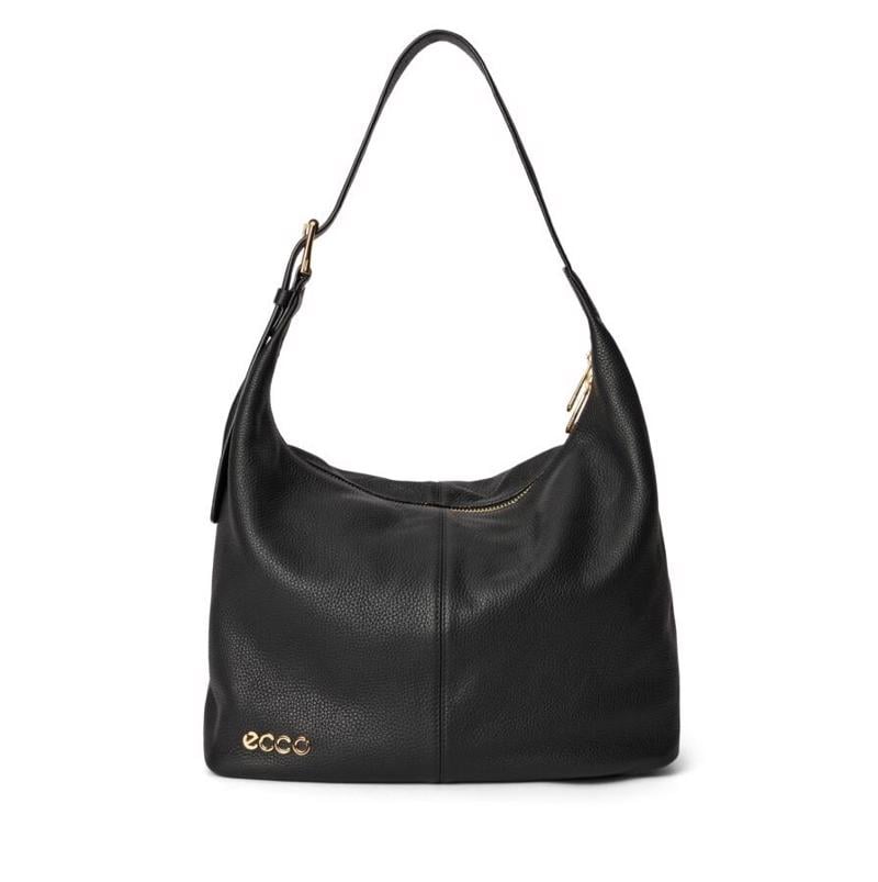 Black ECCO Hobo M Soft Pebbled Leather