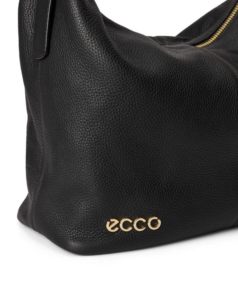 Black ECCO Hobo M Soft Pebbled Leather