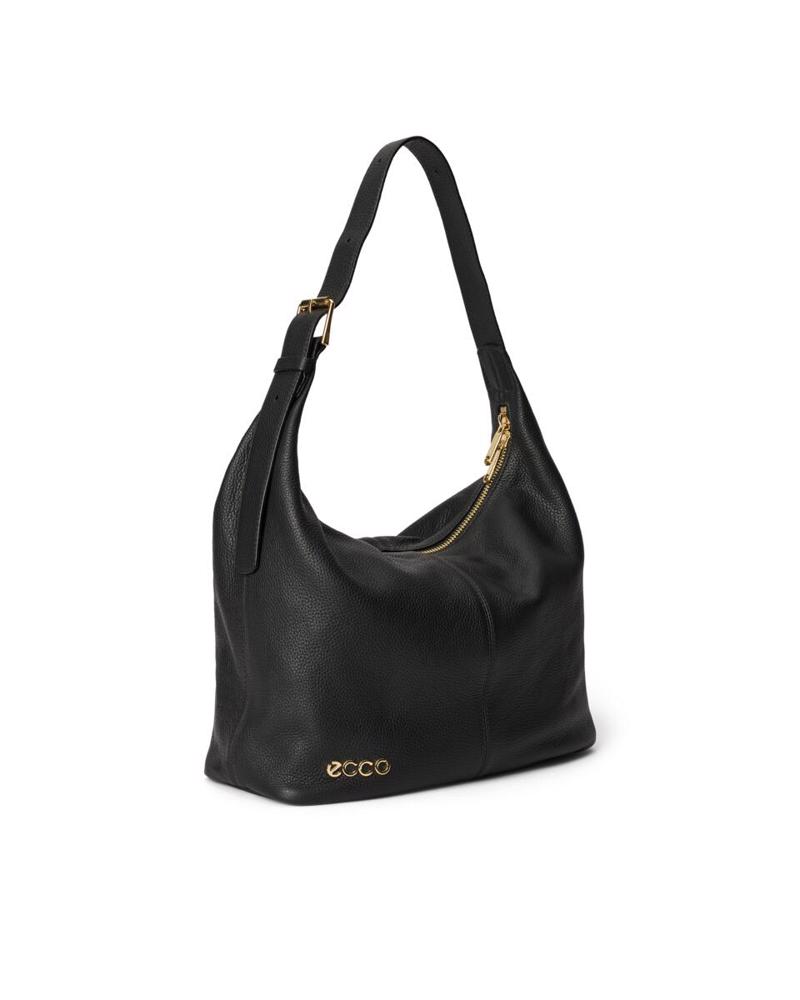 Black ECCO Hobo M Soft Pebbled Leather