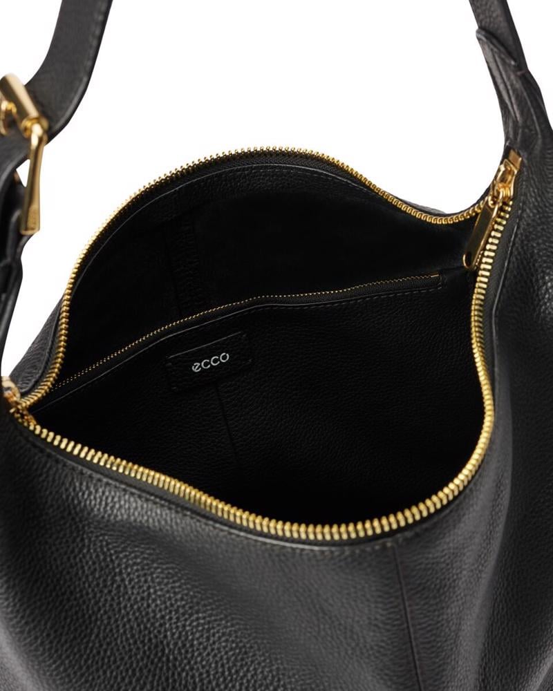 Black ECCO Hobo M Soft Pebbled Leather