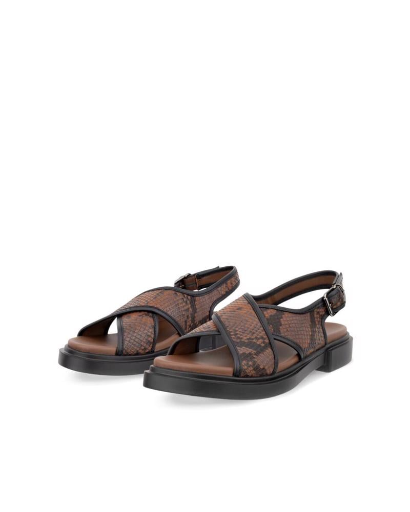 Brown ECCO Metropole Seoul Sandal Mink/Bl/Cof