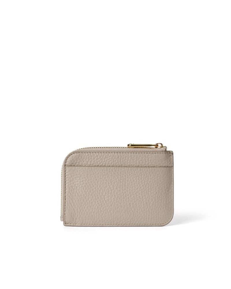 Bej ECCO Card Case Zipped Pebbled Leather