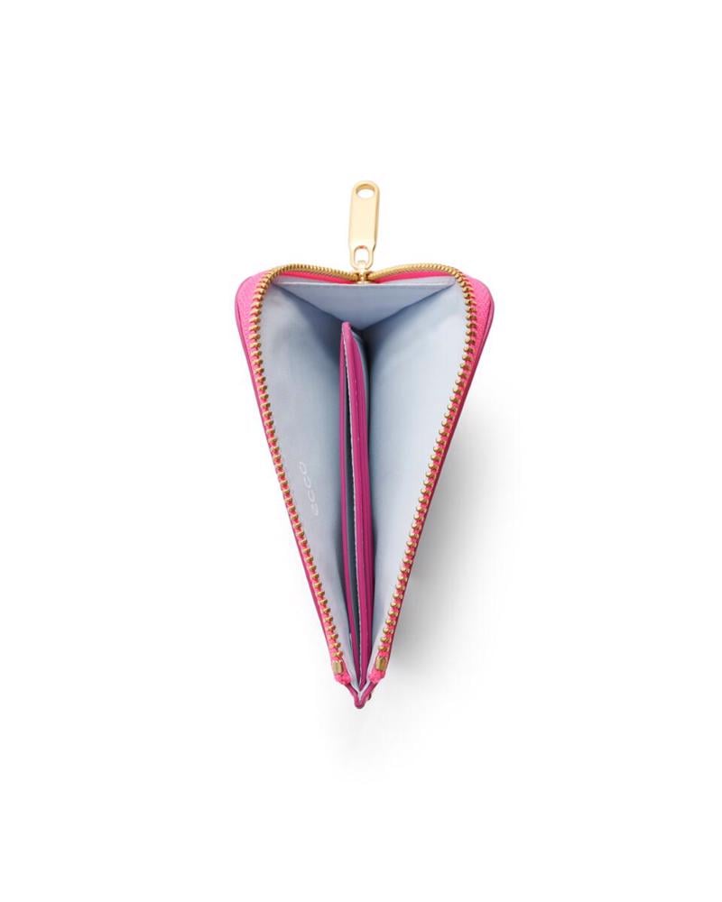 Pembe ECCO Card Case Zipped Pebbled Leather