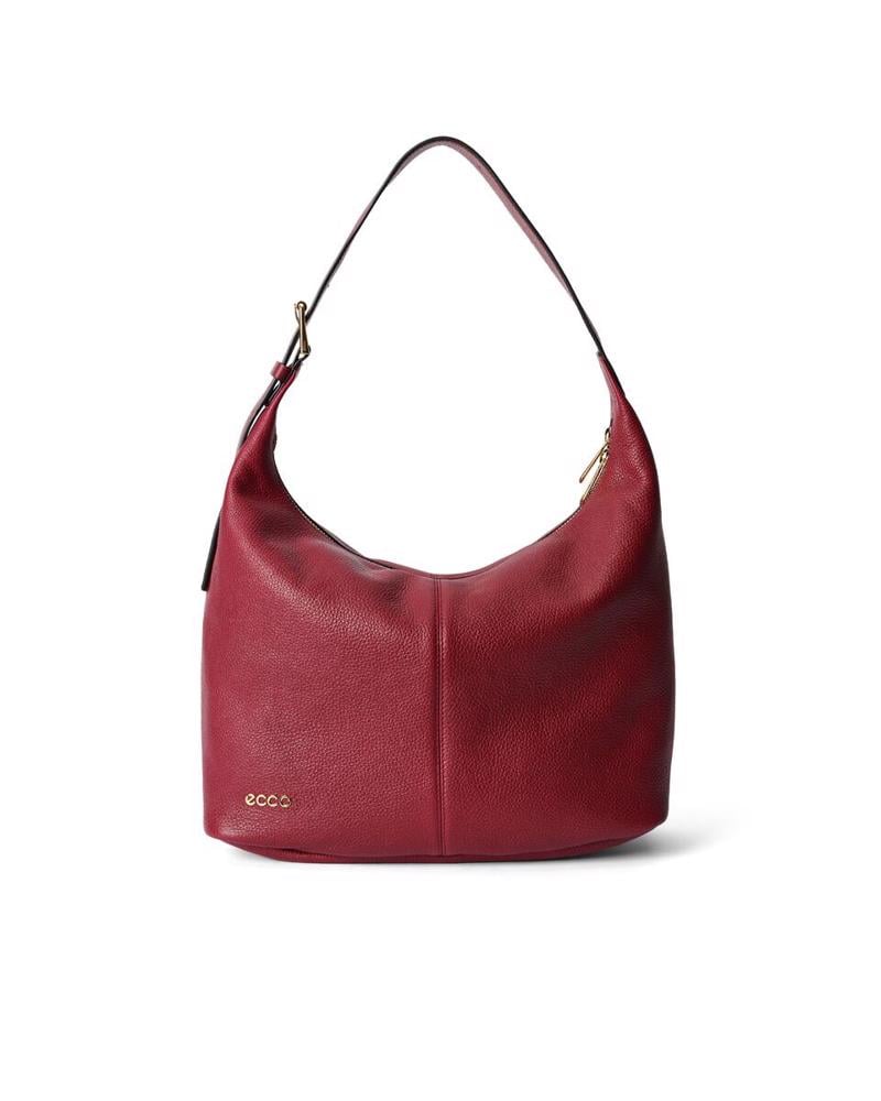 Wine ECCO Hobo M Soft Pebbled Leather