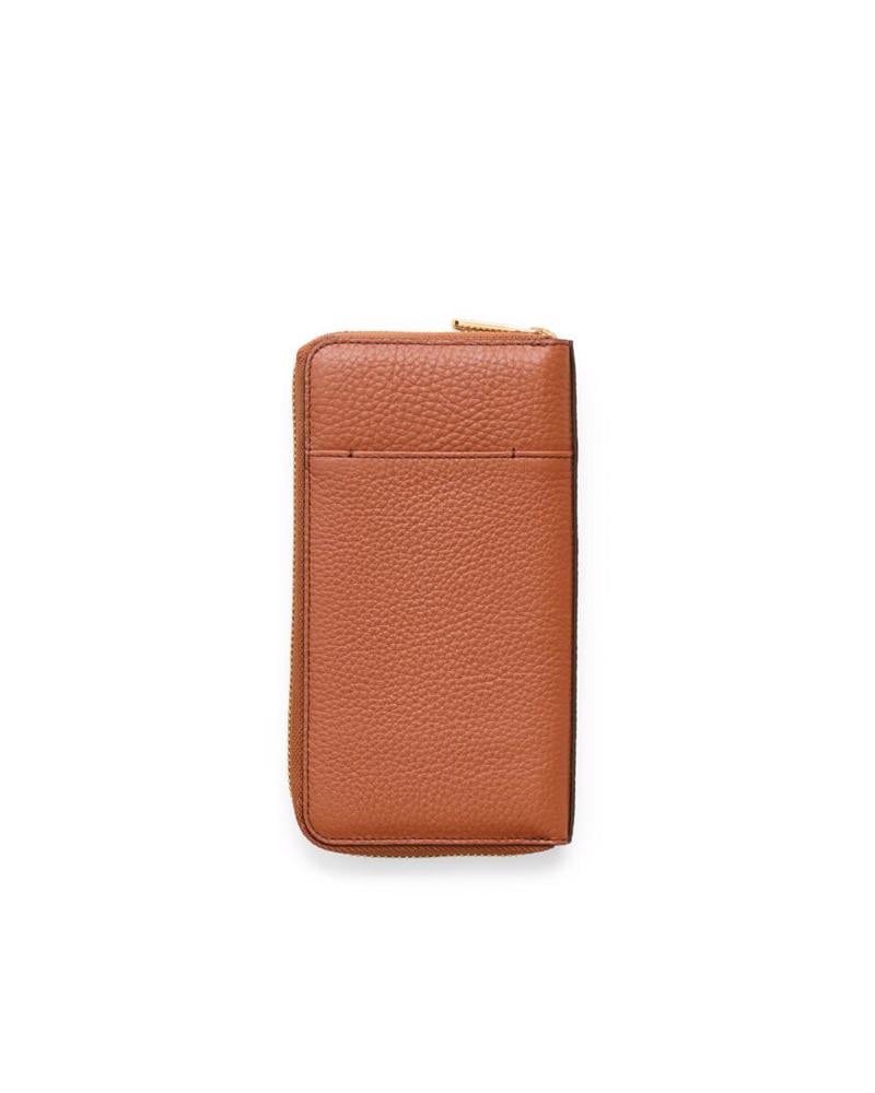 Camel ECCO Wallet Zipped Pebbled Leather | Ecco