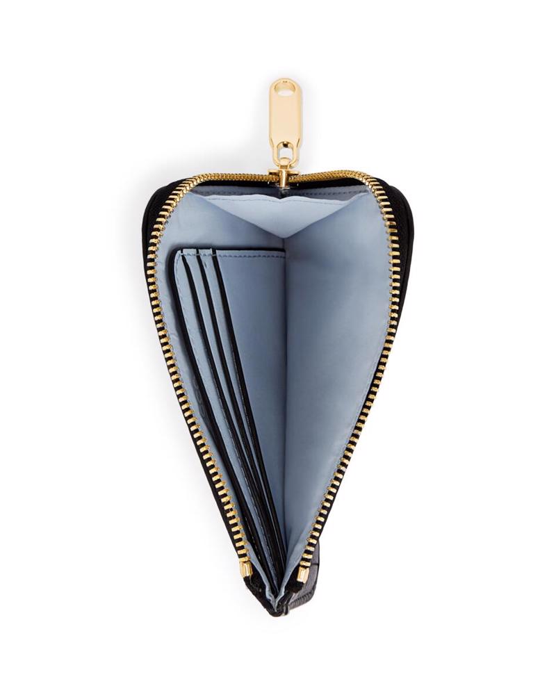Siyah ECCO Card Case Zipped Pebbled Leather