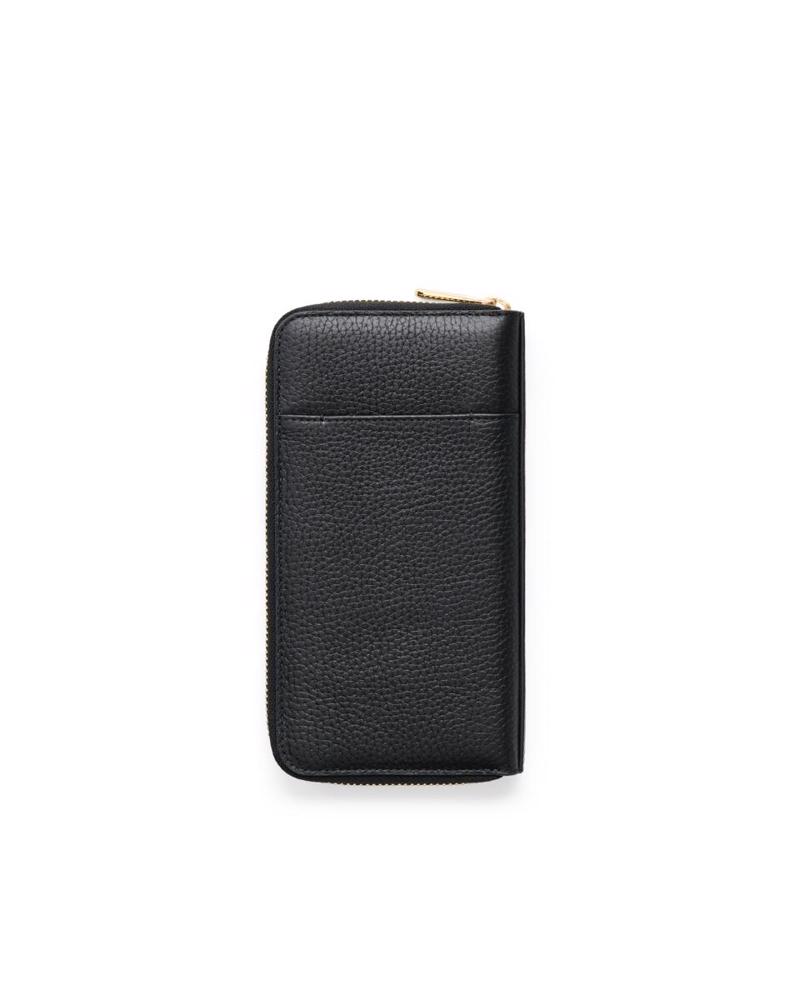 Siyah ECCO Wallet Zipped Pebbled Leather JP