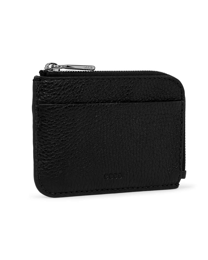 Black ECCO Card Case Zipped Pebbled Leather