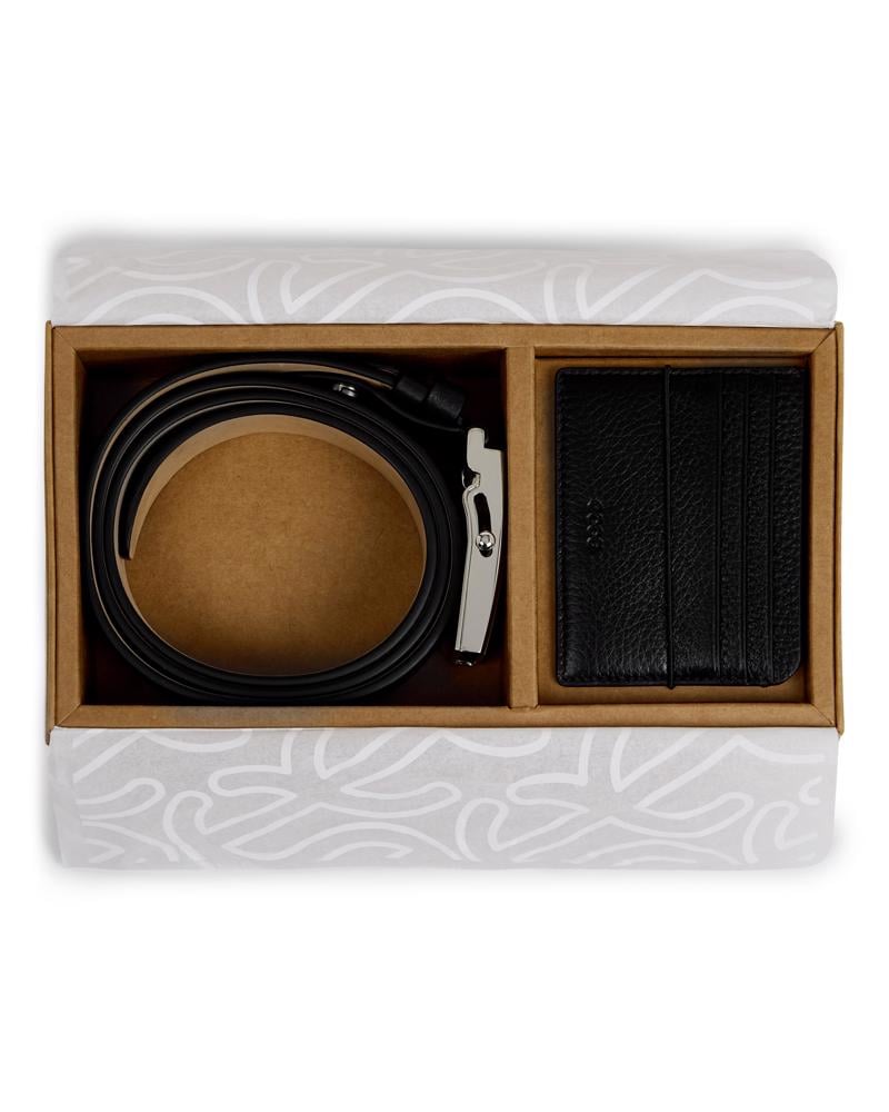 Black ECCO Belts Card Case Gift Set