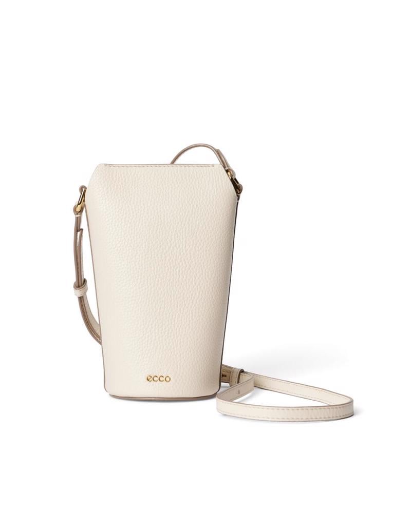Beige ECCO Pot Bag Pebbled Leather