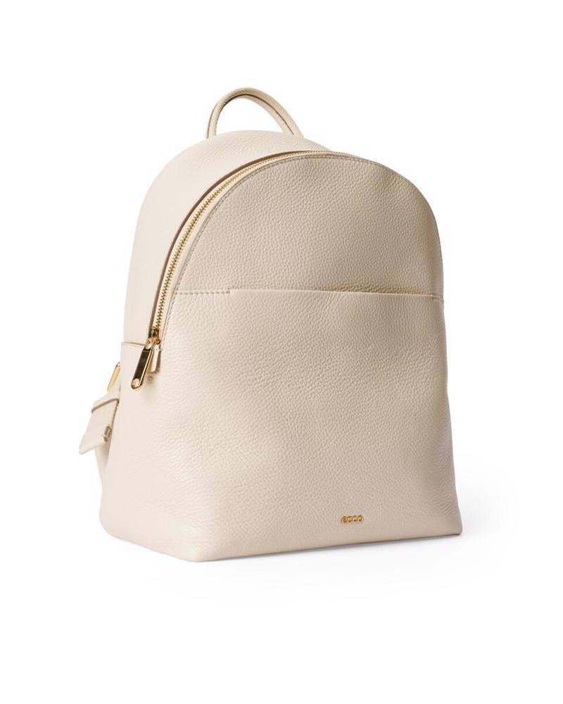 Beige ECCO Round Pack M Pebbled Leather Bag