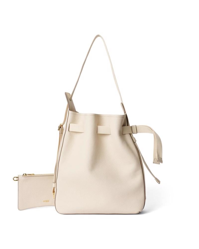 Beige ECCO Sail Bag M Pebbled Leather