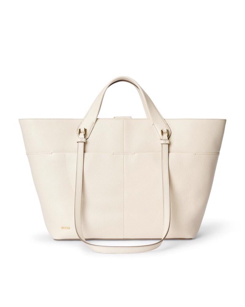 Beige ECCO Tote M Pebbled Leather Bag