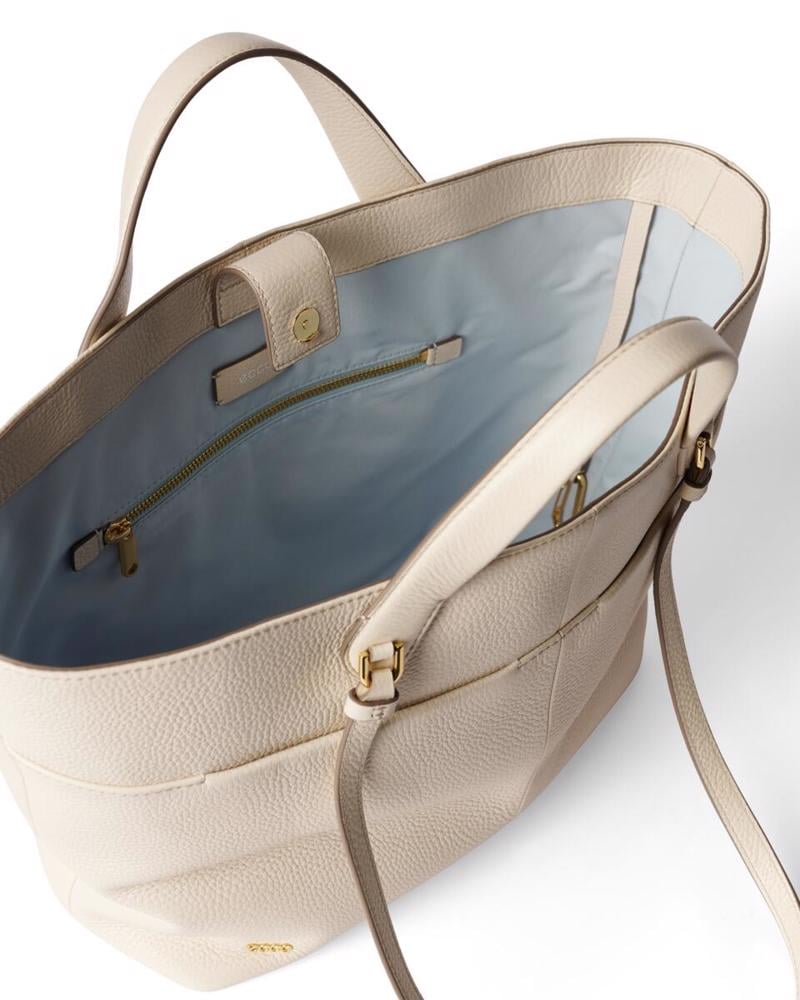 Beige ECCO Tote M Pebbled Leather Bag