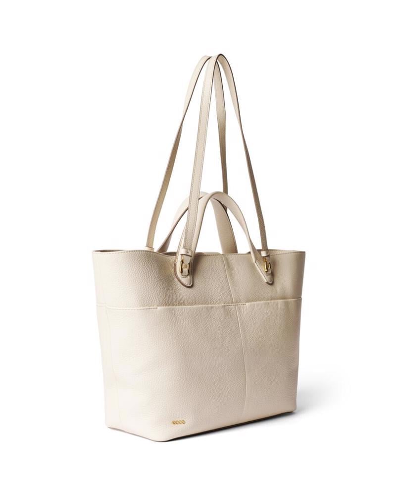 Beige ECCO Tote M Pebbled Leather Bag