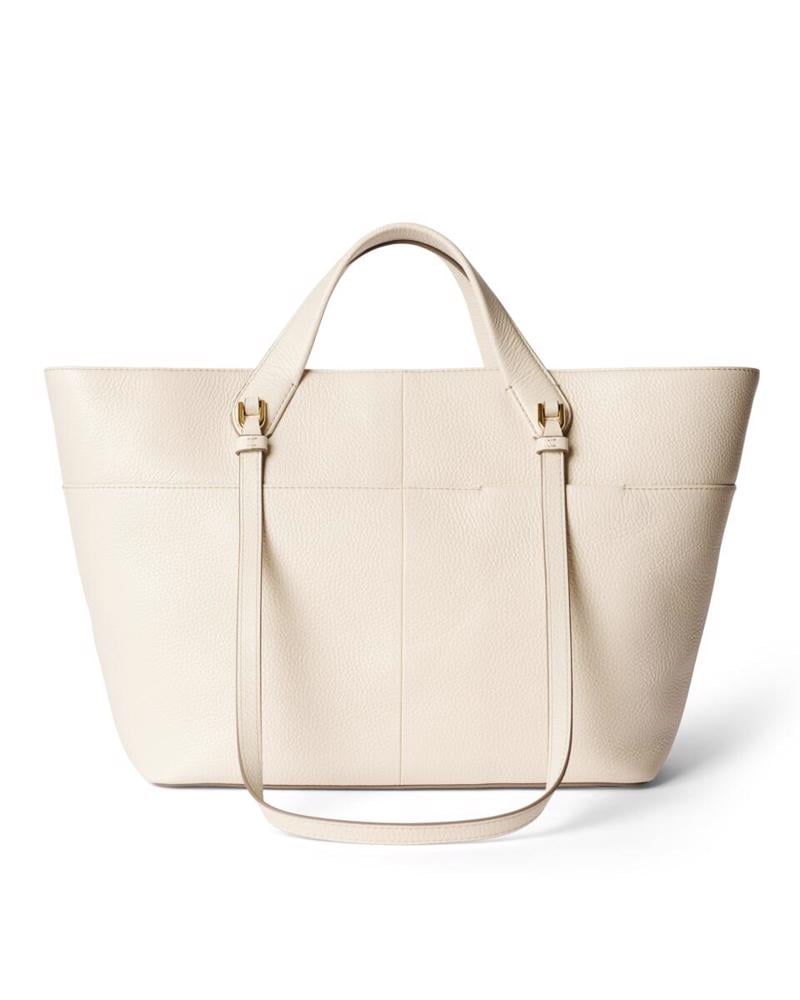 Beige ECCO Tote M Pebbled Leather Bag