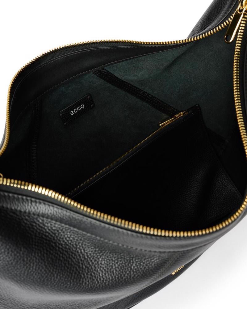 Black ECCO Fortune Bag L Soft Pebbled Leather