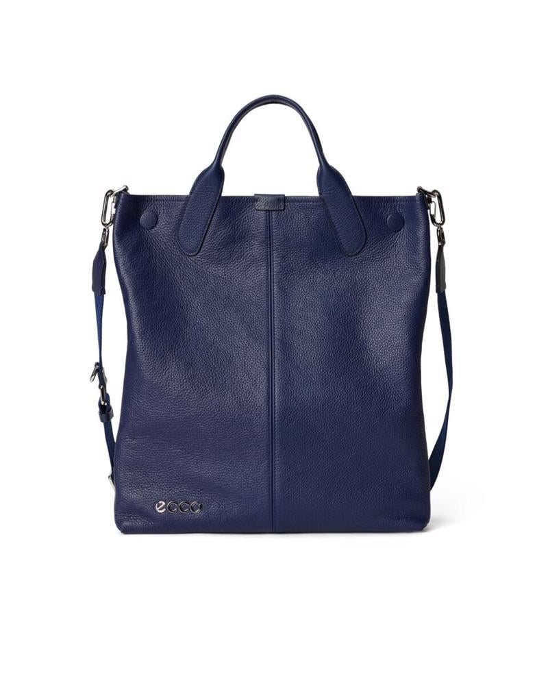Navy ECCO Tote Soft NS Pebbled Leather