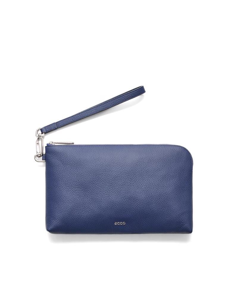 Navy ECCO Wristlet L Soft Pebbled Leather