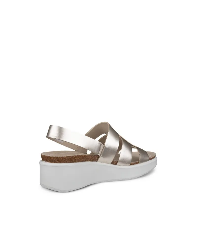 Gold ECCO Flowt Wedge Cork Pure White Gold