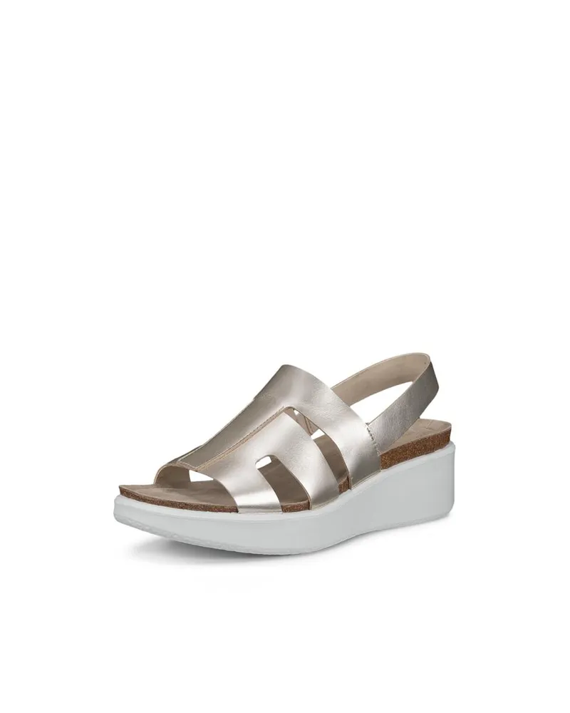 Gold ECCO Flowt Wedge Cork Pure White Gold