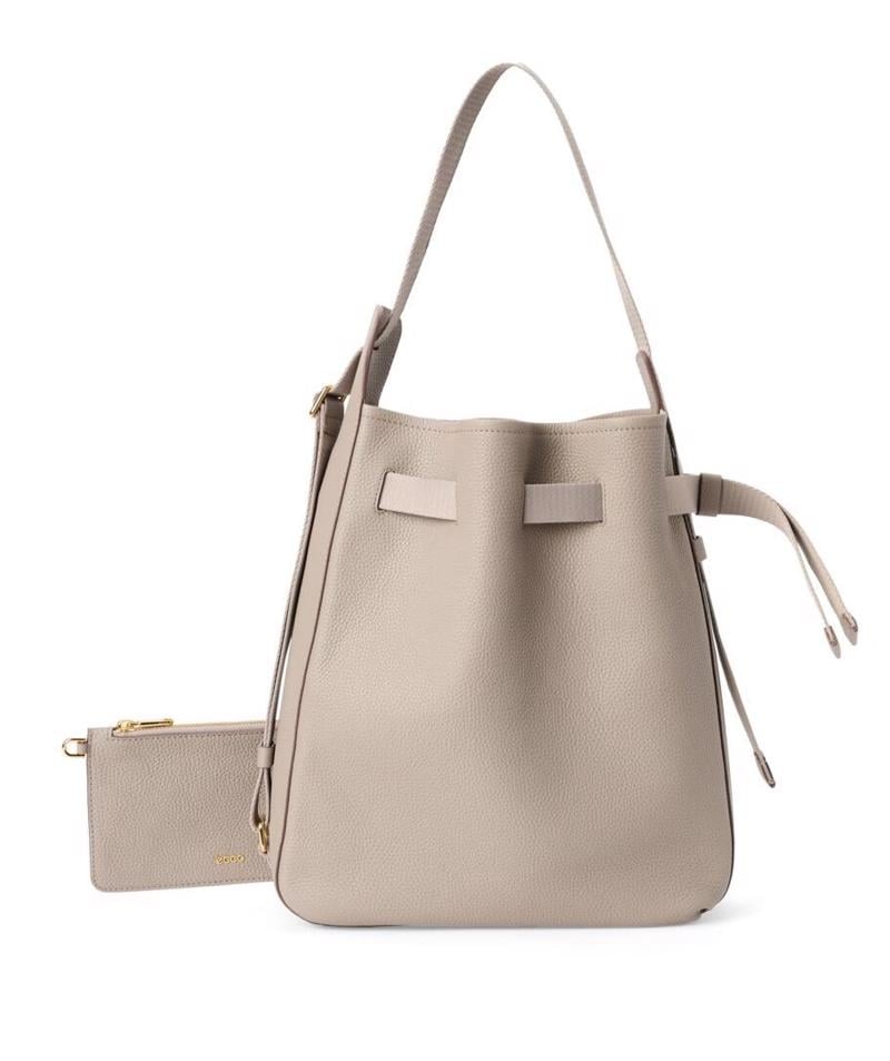 Beige ECCO Sail Bag M Pebbled Leather